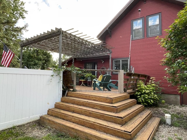 deck featuring a pergola