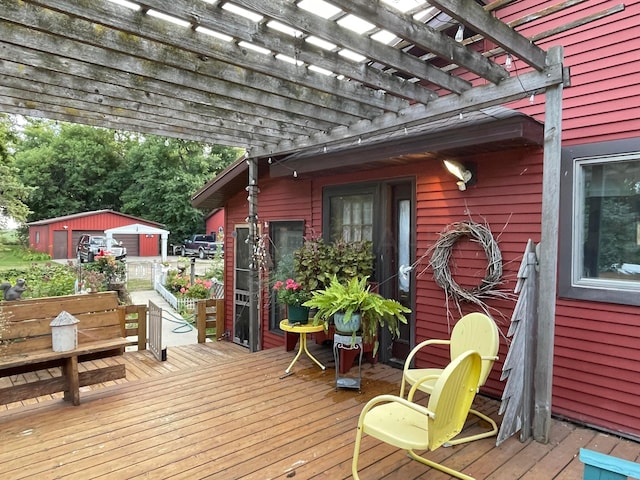 wooden deck featuring a pergola