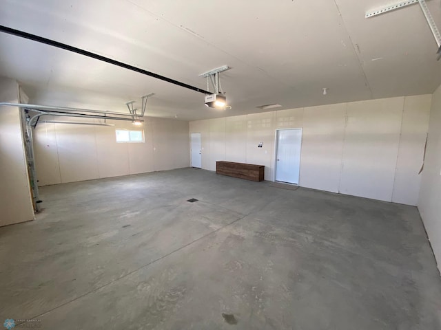 garage with a garage door opener