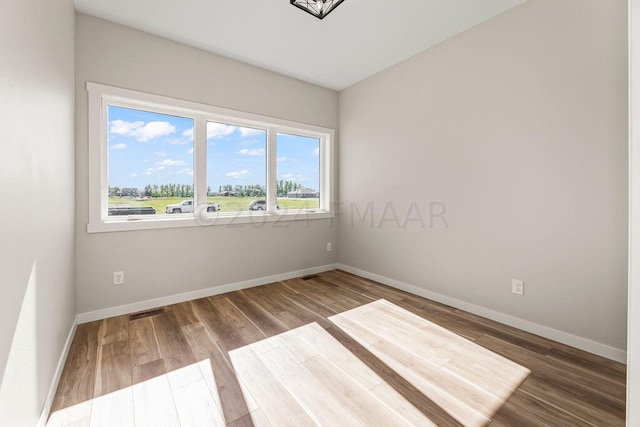 spare room with wood-type flooring