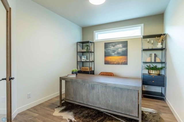 office space featuring light hardwood / wood-style flooring