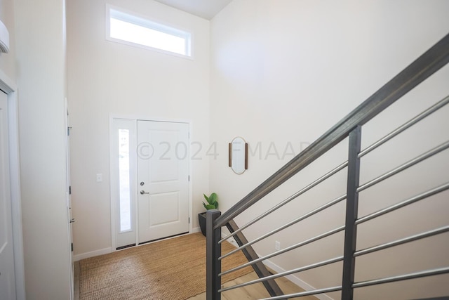 view of carpeted foyer