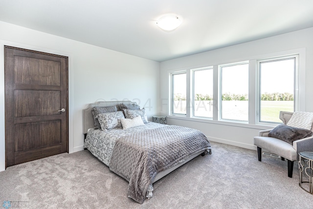 carpeted bedroom featuring multiple windows