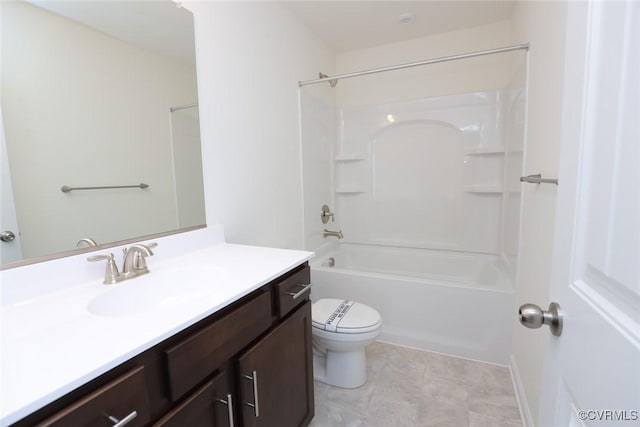 full bathroom with vanity, shower / washtub combination, and toilet