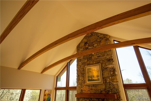 interior details featuring beam ceiling