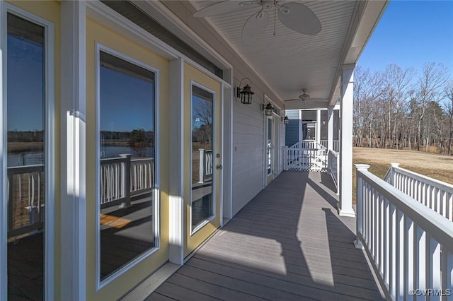 deck featuring a ceiling fan