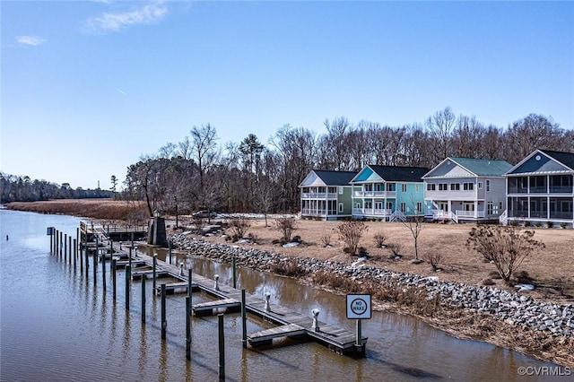 view of dock featuring a water view