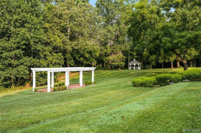 view of yard featuring a pergola