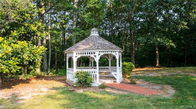 view of yard with a gazebo