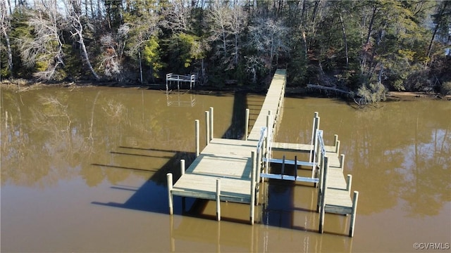 view of dock featuring a water view