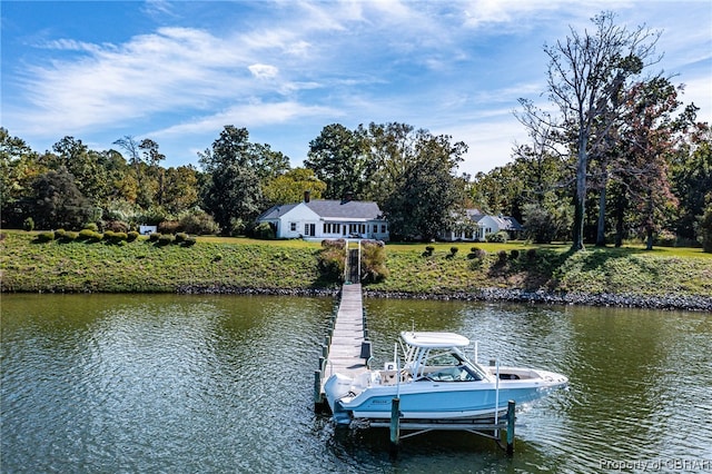 dock area featuring a water view