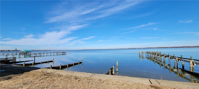 view of dock featuring a water view