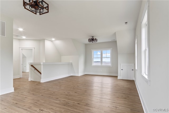 spare room featuring light hardwood / wood-style floors