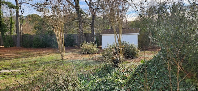 view of yard with a shed