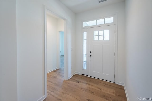 entrance foyer with light hardwood / wood-style flooring