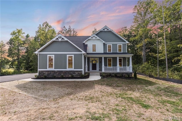 craftsman inspired home with covered porch