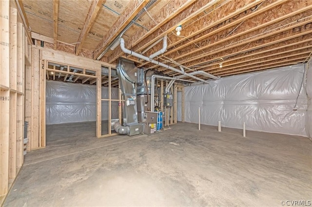 basement featuring heating utilities