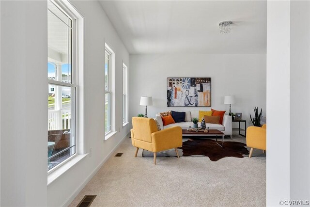 sitting room with carpet