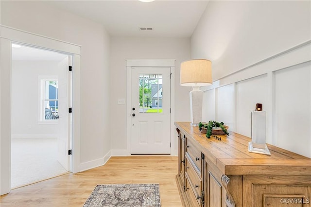 entryway featuring light wood-style floors