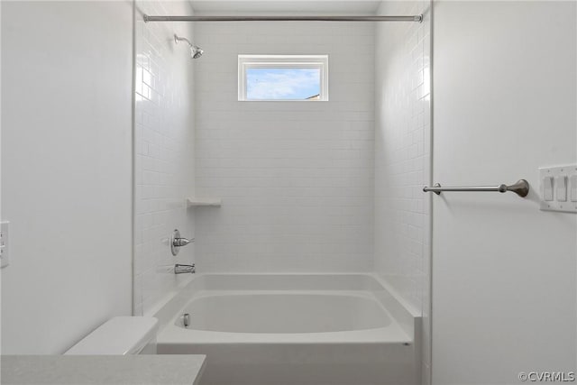 full bath featuring vanity,  shower combination, and toilet