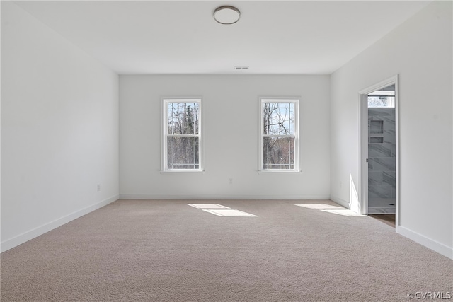 spare room featuring carpet flooring and a wealth of natural light