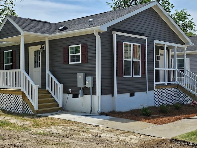 710 Wesley St, Petersburg, VA 23803 - exterior space with a porch, a shingled roof, and crawl space