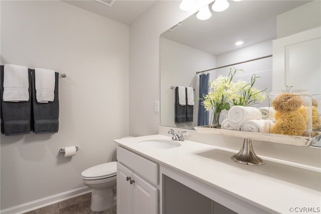 bathroom with tile patterned floors, toilet, and vanity