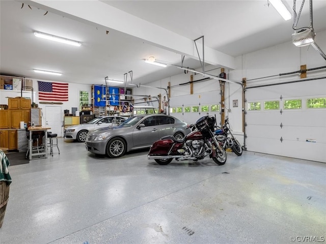 garage with a garage door opener