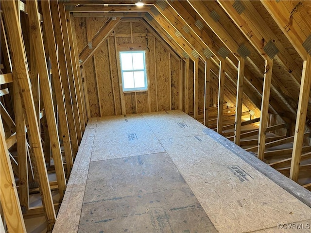 view of unfinished attic