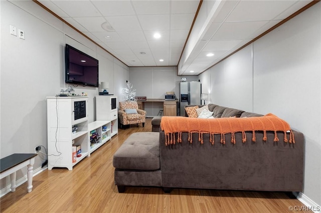 living room with light hardwood / wood-style floors