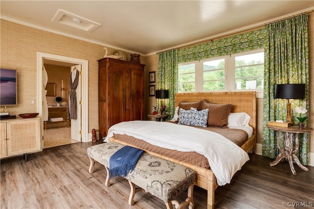 4578 Ruth Rd, Madison, VA 22727 - bedroom featuring hardwood / wood-style flooring, ensuite bath, and crown molding