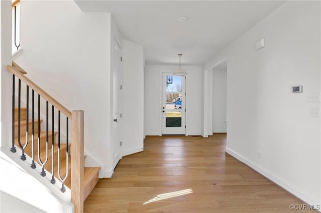 foyer featuring light wood-type flooring