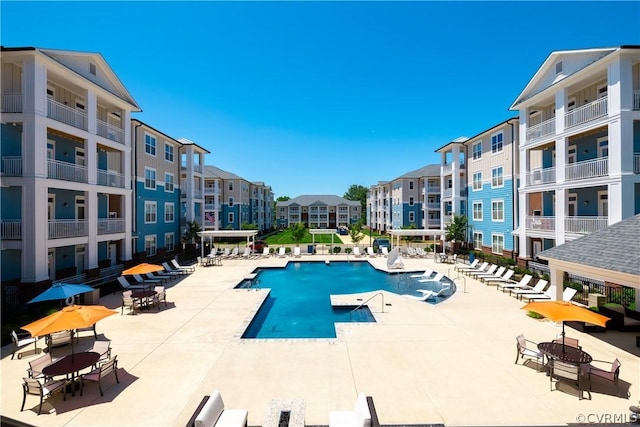 view of pool featuring a patio area