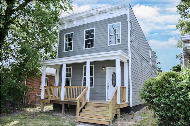 view of front facade featuring covered porch