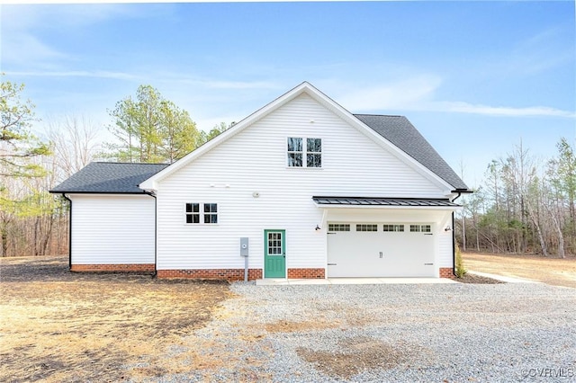 exterior space with a garage