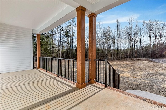 wooden terrace with covered porch