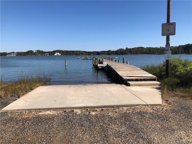 view of dock featuring a water view