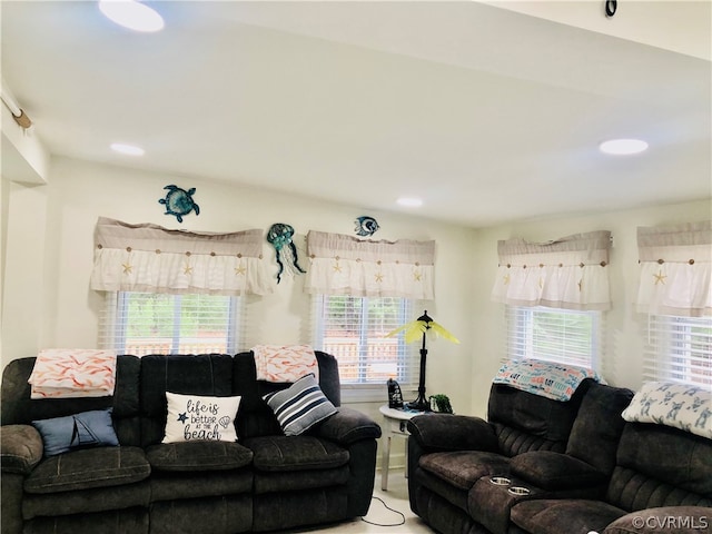 living room with plenty of natural light