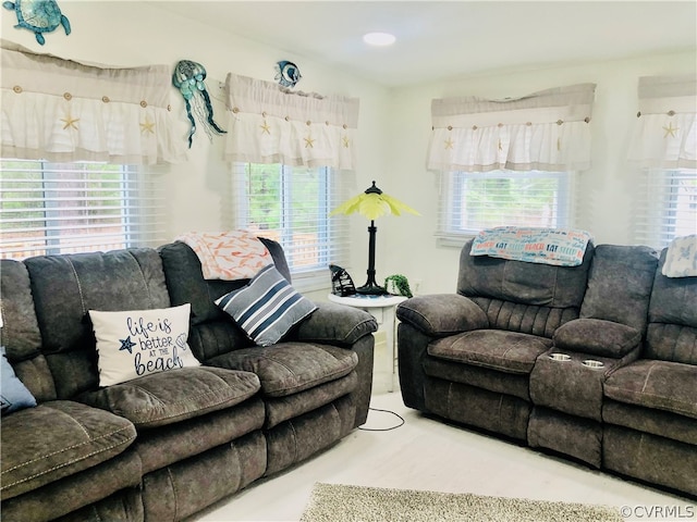 living room featuring a healthy amount of sunlight