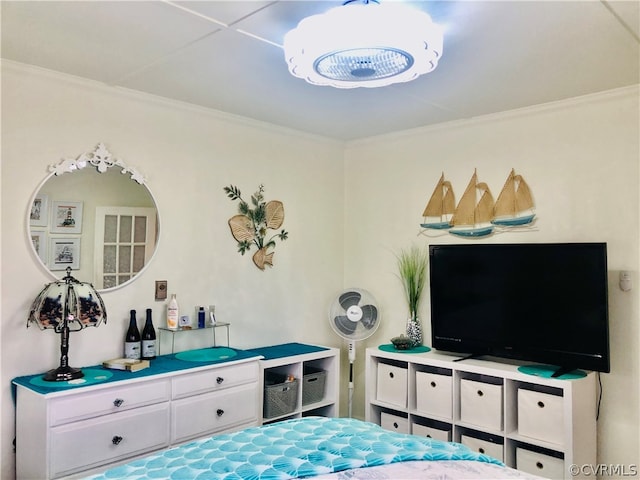 bedroom featuring crown molding