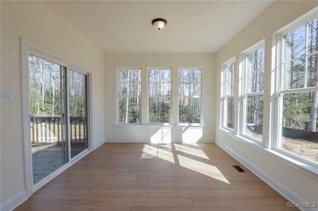 view of unfurnished sunroom