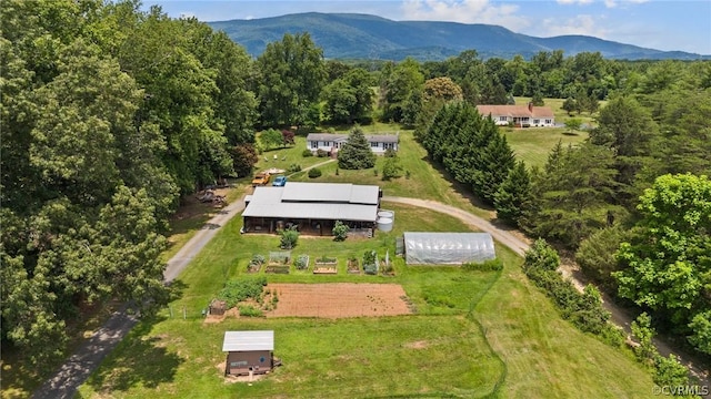 aerial view with a mountain view