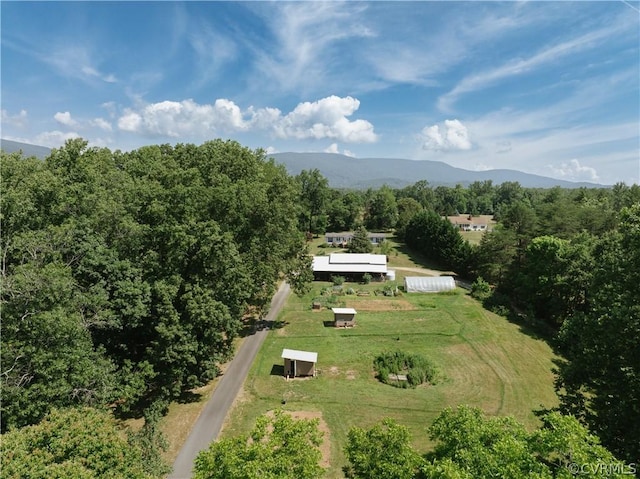 birds eye view of property with a mountain view