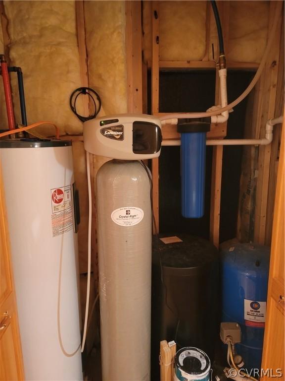 utility room with electric water heater