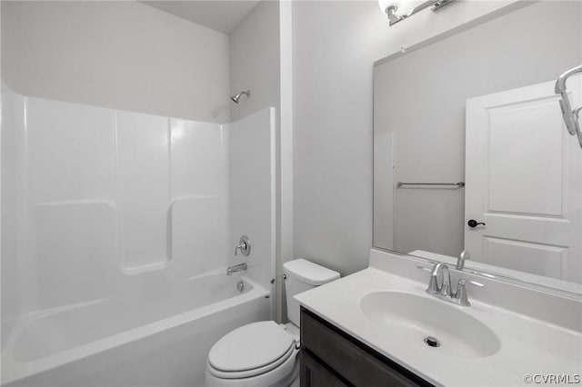 full bathroom featuring vanity,  shower combination, and toilet