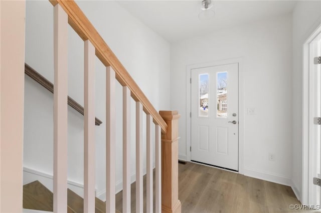 entrance foyer featuring light wood-type flooring