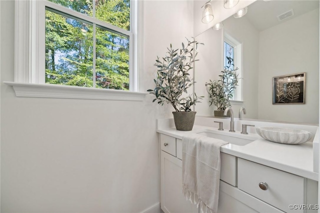 bathroom with vanity and a wealth of natural light