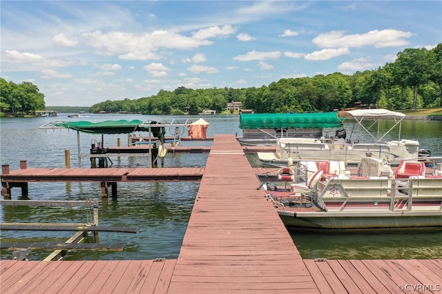 view of dock featuring a water view