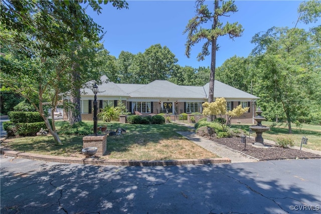 ranch-style house featuring a front yard