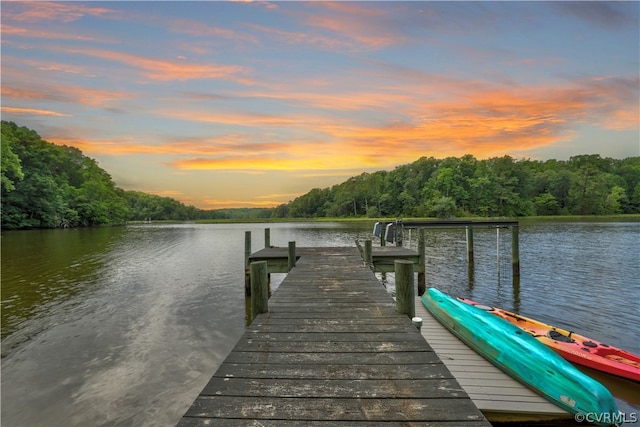 view of dock featuring a water view